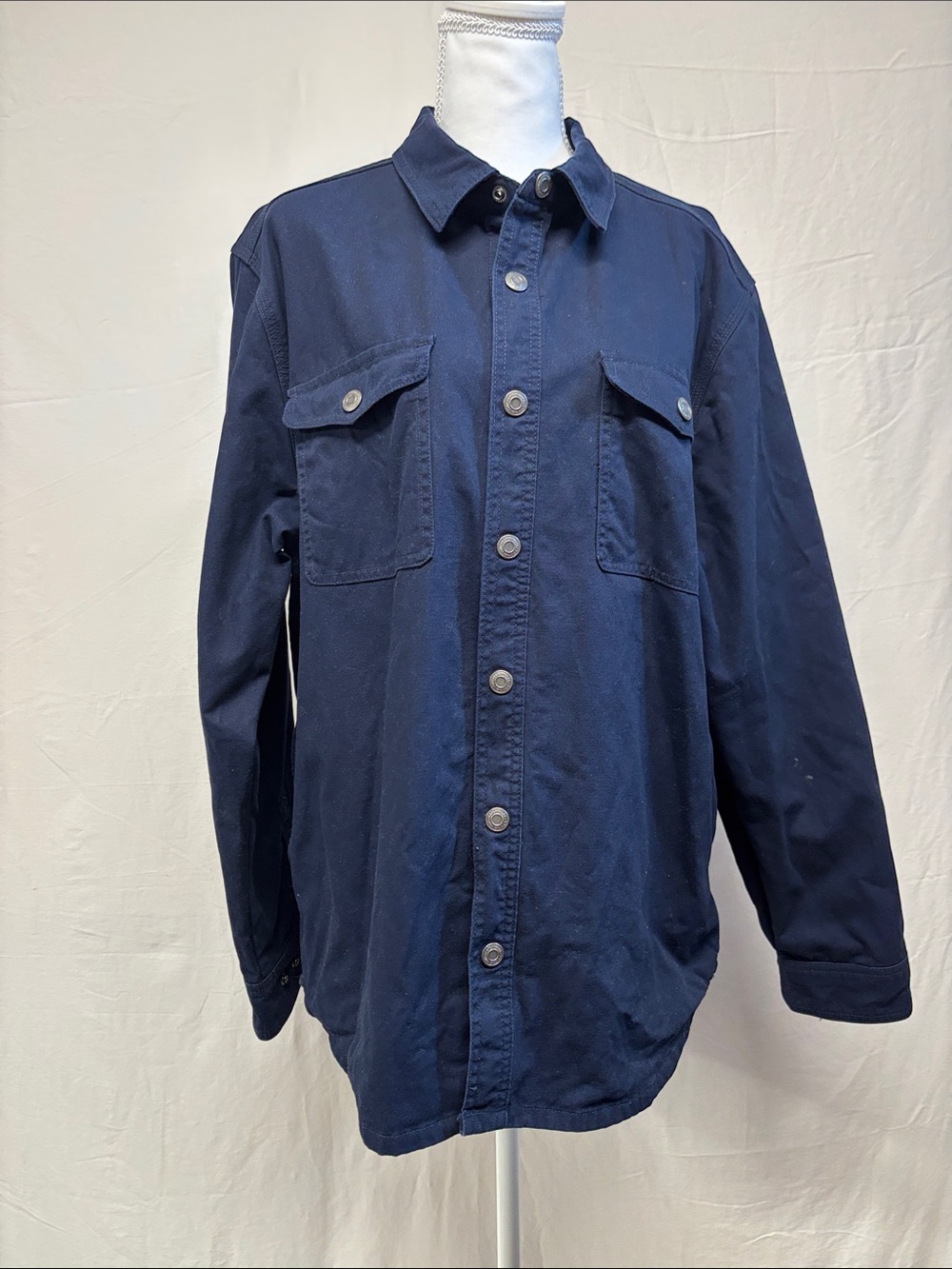 Caterpillar Navy Button-Front Lightweight Work Shirt Jacket